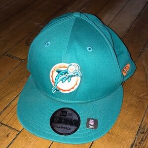 New Era Teal Miami Dolphins Snapback Cap with Orange Logo